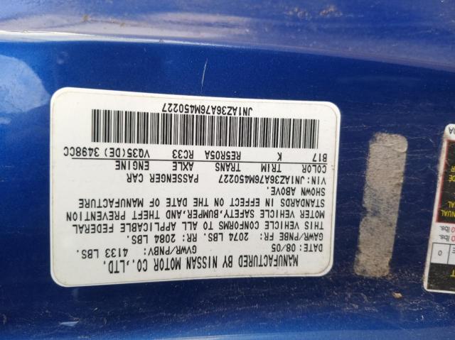 JN1AZ36A76M450227 - 2006 NISSAN 350Z ROADSTER BLUE photo 10