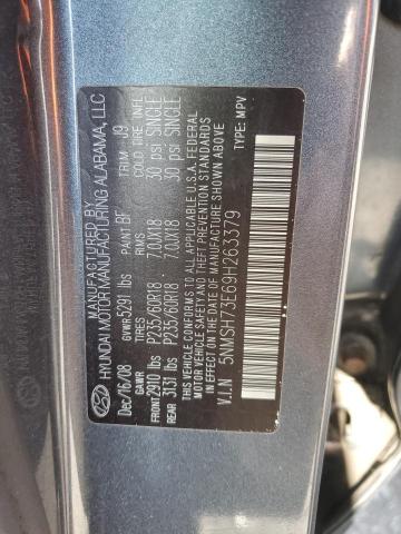 5NMSH73E69H263379 - 2009 HYUNDAI SANTA FE SE GRAY photo 12