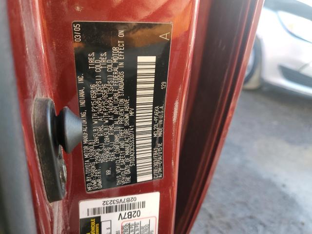 5TDZA23C55S307741 - 2005 TOYOTA SIENNA CE MAROON photo 13