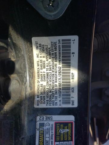 1HGFA16517L128242 - 2007 HONDA CIVIC LX BLACK photo 12