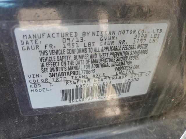 3N1AB7AP9DL776612 - 2013 NISSAN SENTRA S GRAY photo 12