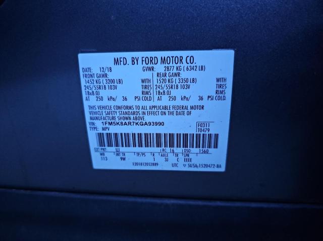 1FM5K8AR7KGA93990 - 2019 FORD EXPLORER POLICE INTERCEPTOR 石墨色 照片 10