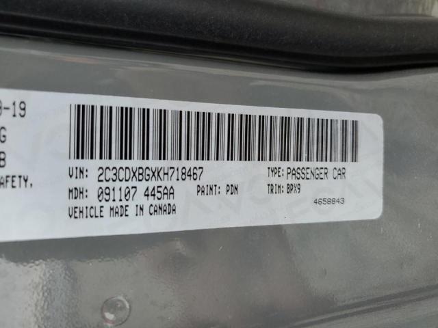 2C3CDXBGXKH718467 - 2019 DODGE CHARGER SXT GRAY photo 12