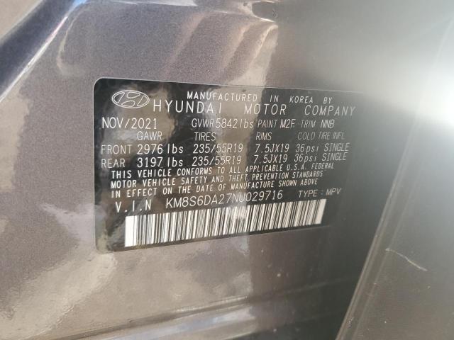 KM8S6DA27NU029716 - 2022 HYUNDAI SANTA FE SEL GRAY photo 12