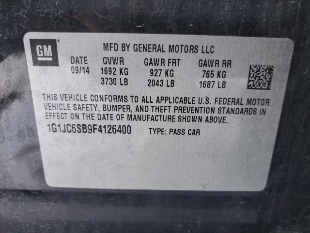 1G1JC6SB9F4126400 - 2015 CHEVROLET SONIC LT GRAY photo 12