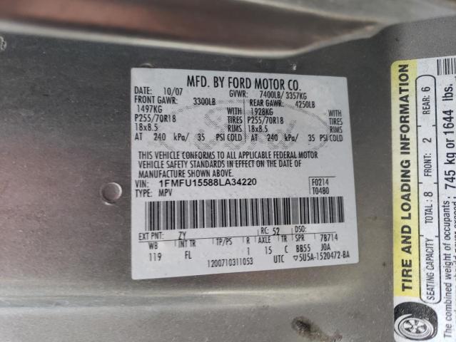 1FMFU15588LA34220 - 2008 FORD EXPEDITION XLT GRAY photo 12