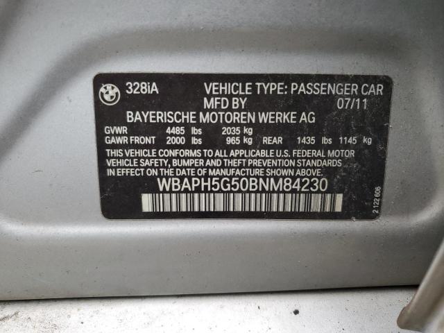 WBAPH5G50BNM84230 - 2011 BMW 328 I SULEV SILVER photo 12