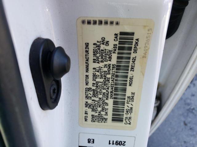 1NXBU4EE1AZ321785 - 2010 TOYOTA COROLLA BASE WHITE photo 12