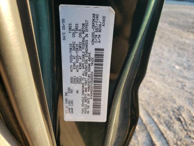 4TASN92N7YZ680053 - 2000 TOYOTA TACOMA XTRACAB PRERUNNER მწვანე ფოტო 12