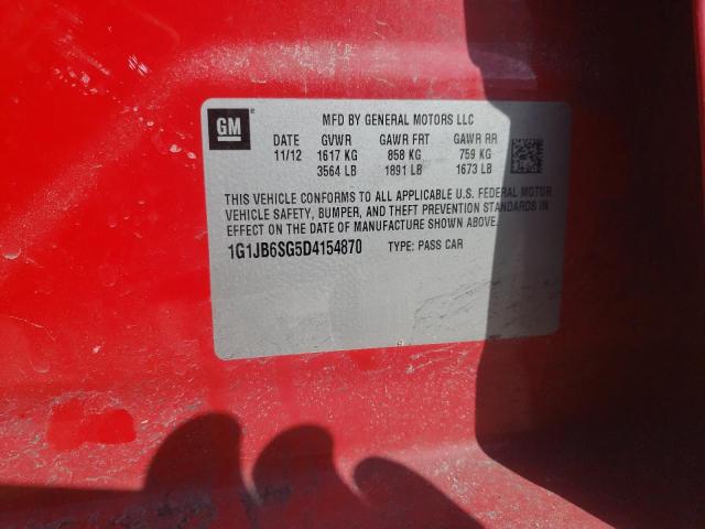 1G1JB6SG5D4154870 - 2013 CHEVROLET SONIC LS 红色 照片 12