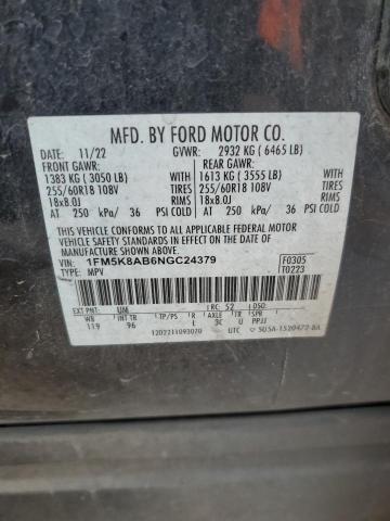 1FM5K8AB6NGC24379 - 2022 FORD EXPLORER POLICE INTERCEPTOR 双色 照片 13