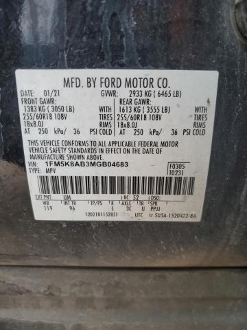 1FM5K8AB3MGB04683 - 2021 FORD EXPLORER POLICE INTERCEPTOR ორფეროვანი ფოტო 13