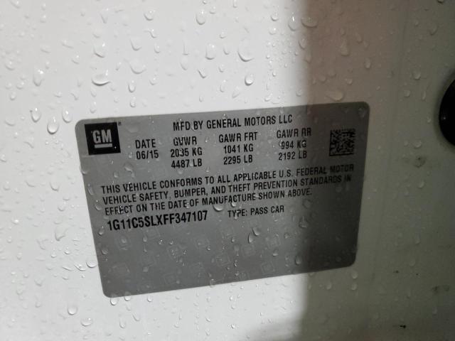 1G11C5SLXFF347107 - 2015 CHEVROLET MALIBU 1LT WHITE photo 13