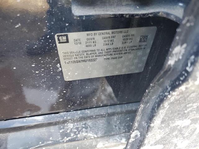 1G1105SA8HU182227 - 2017 CHEVROLET IMPALA LT შავი ფოტო 12