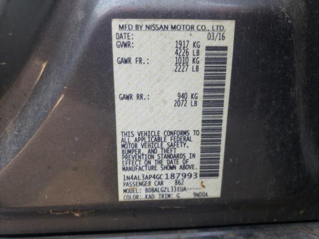 1N4AL3AP4GC187993 - 2016 NISSAN ALTIMA 2.5 GRAY photo 12