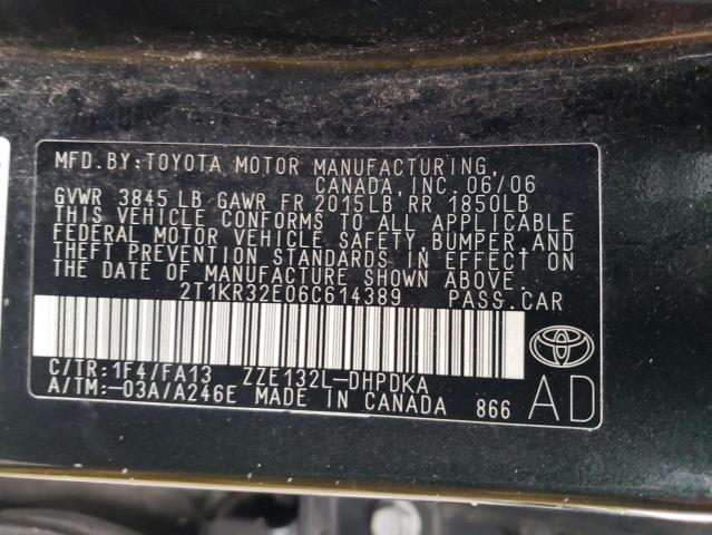 2T1KR32E06C614389 - 2006 TOYOTA COROLLA MA XR BLACK photo 12