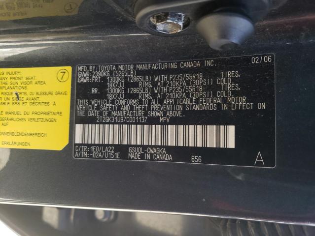 2T2GK31U97C001137 - 2007 LEXUS RX 350 GRAY photo 13