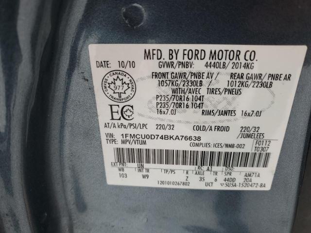 1FMCU0D74BKA76638 - 2011 FORD ESCAPE XLT BLUE photo 13