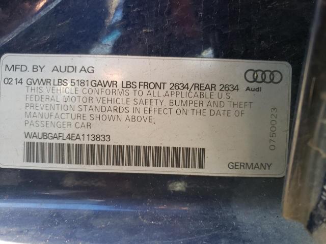 WAUBGAFL4EA113833 - 2014 AUDI S4 PREMIUM PLUS BLUE photo 12