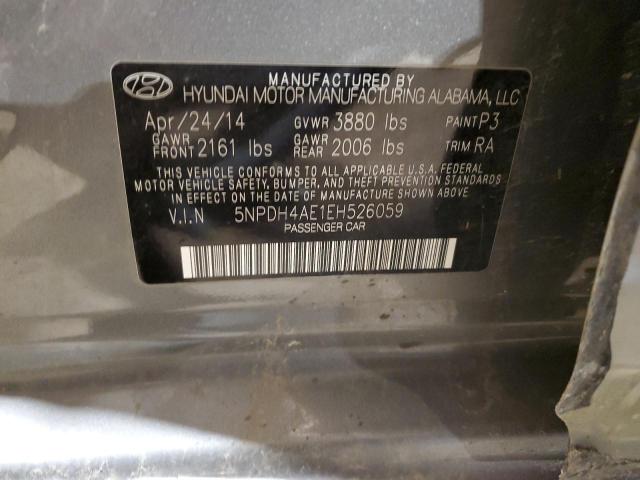 5NPDH4AE1EH526059 - 2014 HYUNDAI ELANTRA SE GRAY photo 12