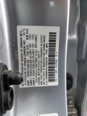 2HKRM4H57FH640754 - 2015 HONDA CR-V EX SILVER photo 13