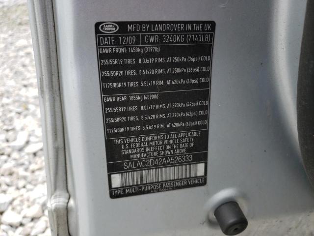 SALAC2D42AA526333 - 2010 LAND ROVER LR4 ვერცხლისფერი ფოტო 13