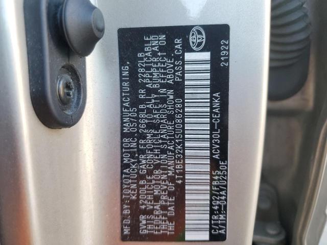 4T1BE32K15U086280 - 2005 TOYOTA CAMRY LE TAN photo 12