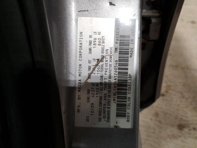 JM1BL1H34A1260546 - 2010 MAZDA SPEED 3 SILVER photo 12