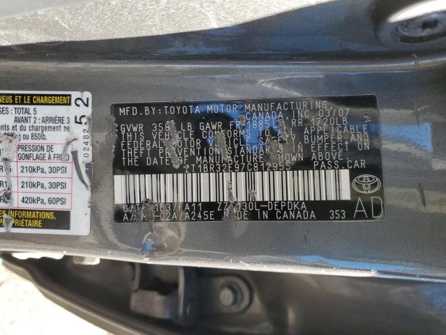 2T1BR32E97C812955 - 2007 TOYOTA COROLLA CE GRAY photo 12