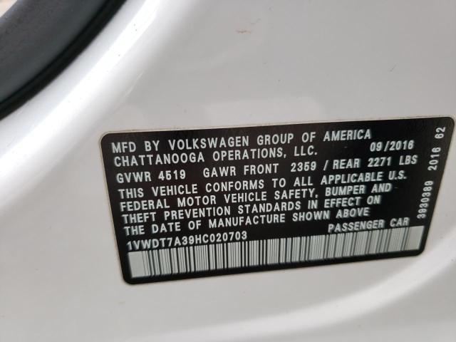 1VWDT7A39HC020703 - 2017 VOLKSWAGEN PASSAT R-LINE Ağ foto 12