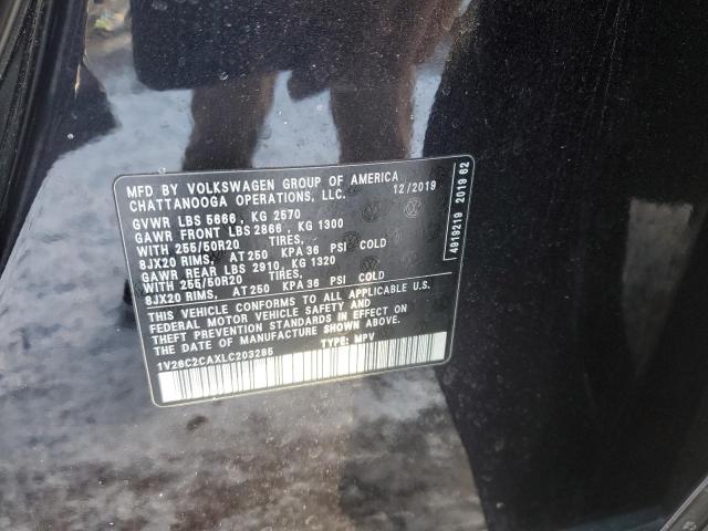 1V26C2CAXLC203285 - 2020 VOLKSWAGEN ATLAS CROS SE BLACK photo 13