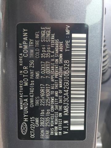 KM8J3CA42GU105328 - 2016 HYUNDAI TUCSON LIMITED GRAY photo 13