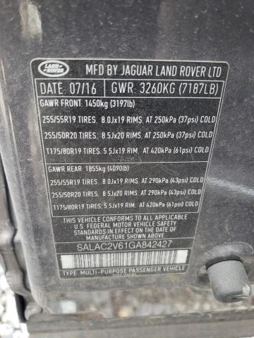 SALAC2V61GA842427 - 2016 LAND ROVER LR4 გრაფიტი ფოტო 13