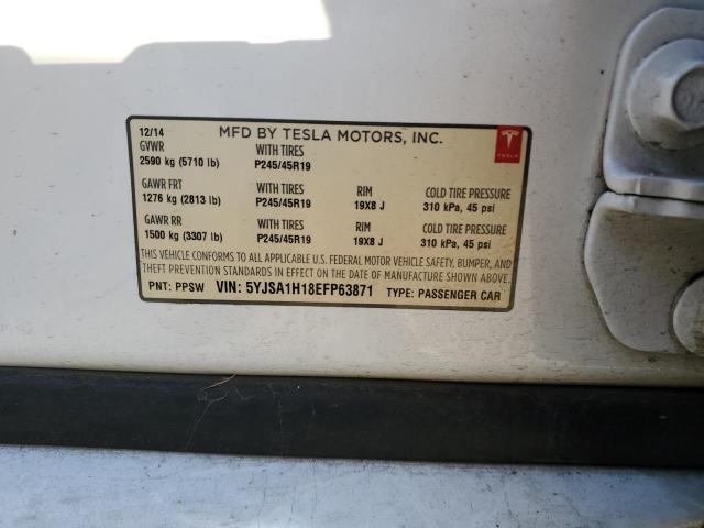 5YJSA1H18EFP63871 - 2014 TESLA MODEL S 白色 照片 12
