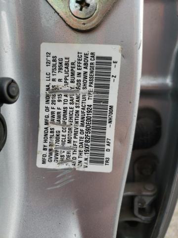 19XFB2F59DE001924 - 2013 HONDA CIVIC LX SILVER photo 13