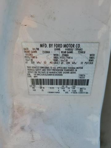 1FMCU03Z08KE00566 - 2008 FORD ESCAPE XLT WHITE photo 13