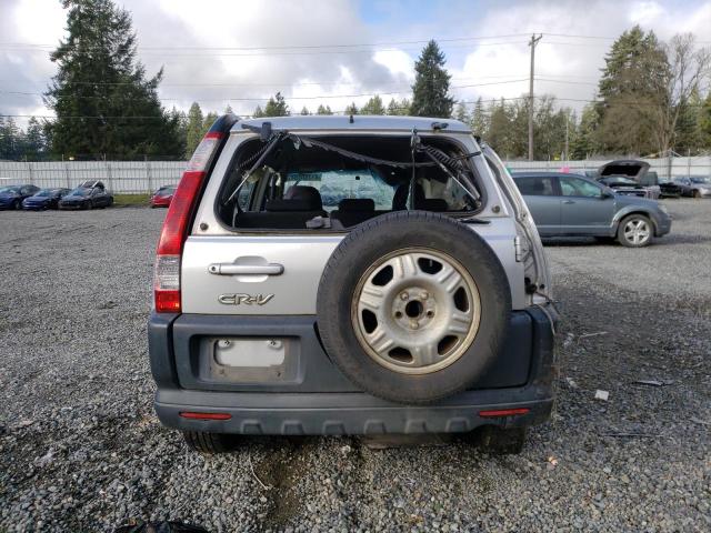 JHLRD78556C001398 - 2006 HONDA CR-V LX SILVER photo 6