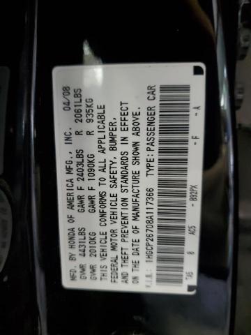 1HGCP26708A117366 - 2008 HONDA ACCORD EX BLACK photo 12