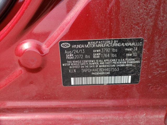 5NPDH4AE8DH407553 - 2013 HYUNDAI ELANTRA GLS RED photo 12