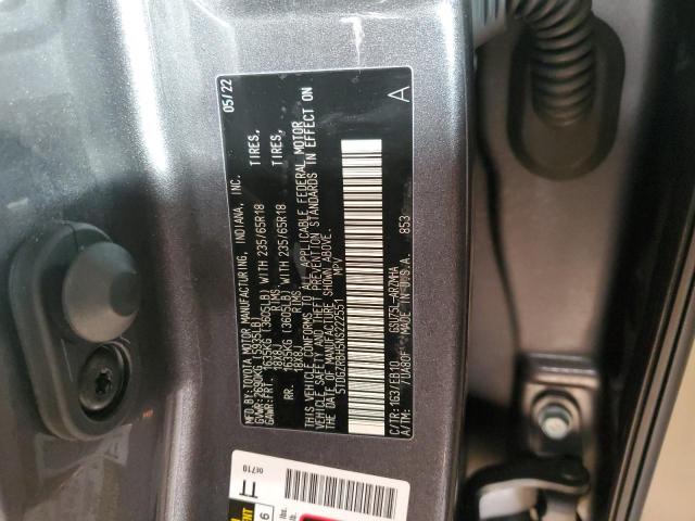 5TDGZRBH5NS222551 - 2022 TOYOTA HIGHLANDER XLE CHARCOAL photo 13