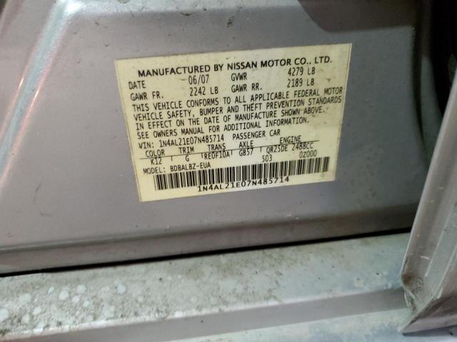 1N4AL21E07N485714 - 2007 NISSAN ALTIMA 2.5 GRAY photo 13