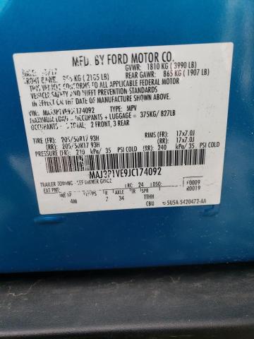 MAJ3P1VE9JC174092 - 2018 FORD ECOSPORT T BLUE photo 13