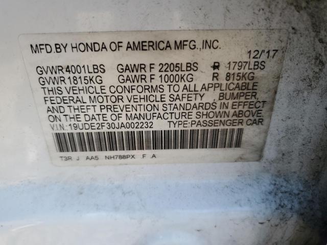 19UDE2F30JA002232 - 2018 ACURA ILX BASE WATCH PLUS WHITE photo 12