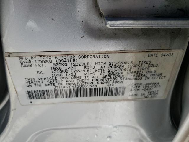 JTEGH20V820069533 - 2002 TOYOTA RAV4 SILVER photo 13