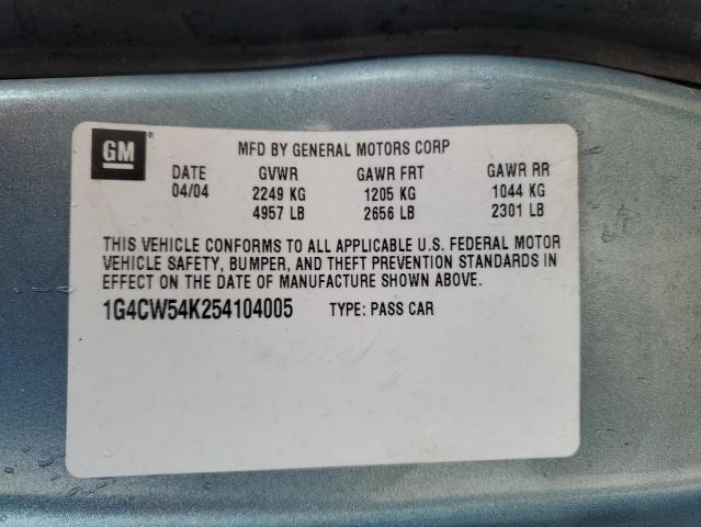 1G4CW54K254104005 - 2005 BUICK PARK AVENU BLUE photo 12