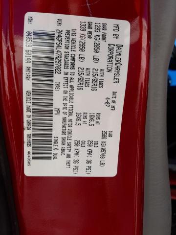 2A4GP54L47R297022 - 2007 CHRYSLER TOWN & COU TOURING წითელი ფოტო 13