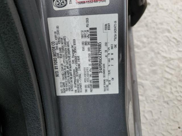 3FAHP0HA5CR299085 - 2012 FORD FUSION SE GRAY photo 12