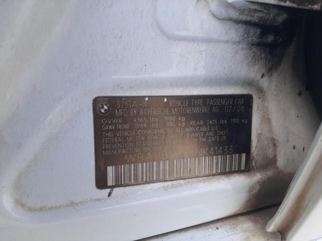 WBAVB17566NK41433 - 2006 BMW 325 I AUTOMATIC WHITE photo 12