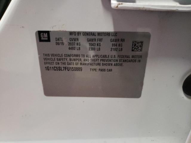 1G11C5SL7FU150889 - 2015 CHEVROLET MALIBU 1LT თეთრი ფოტო 13