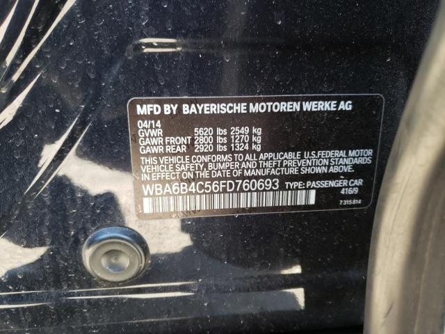 WBA6B4C56FD760693 - 2015 BMW 650 XI GRAN COUPE BLUE photo 12